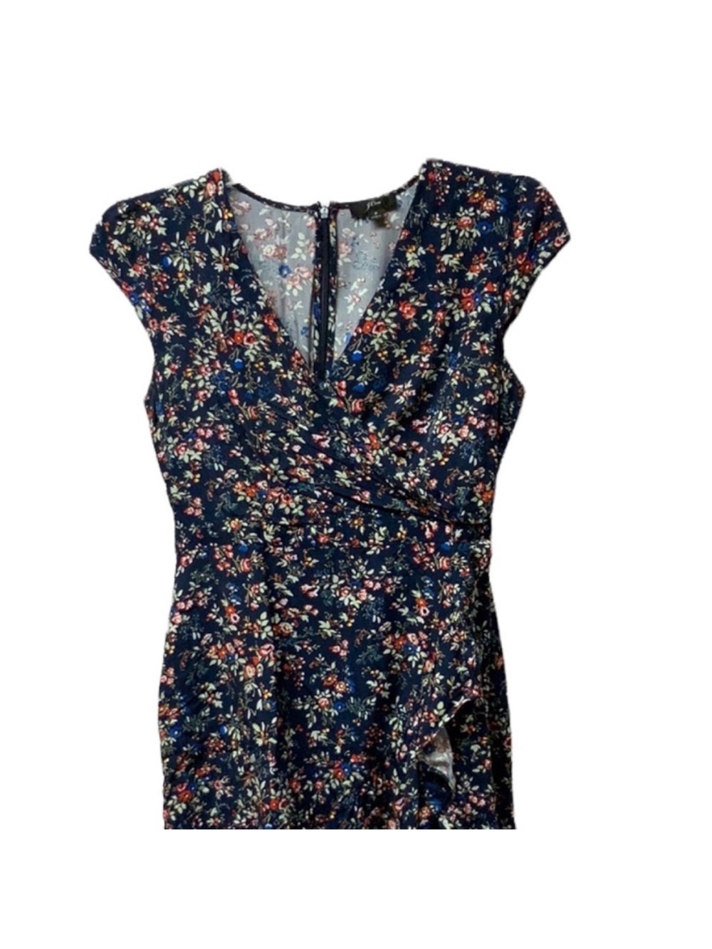 J Crew Women’s Ruffle Dress Navy Floral Size 8